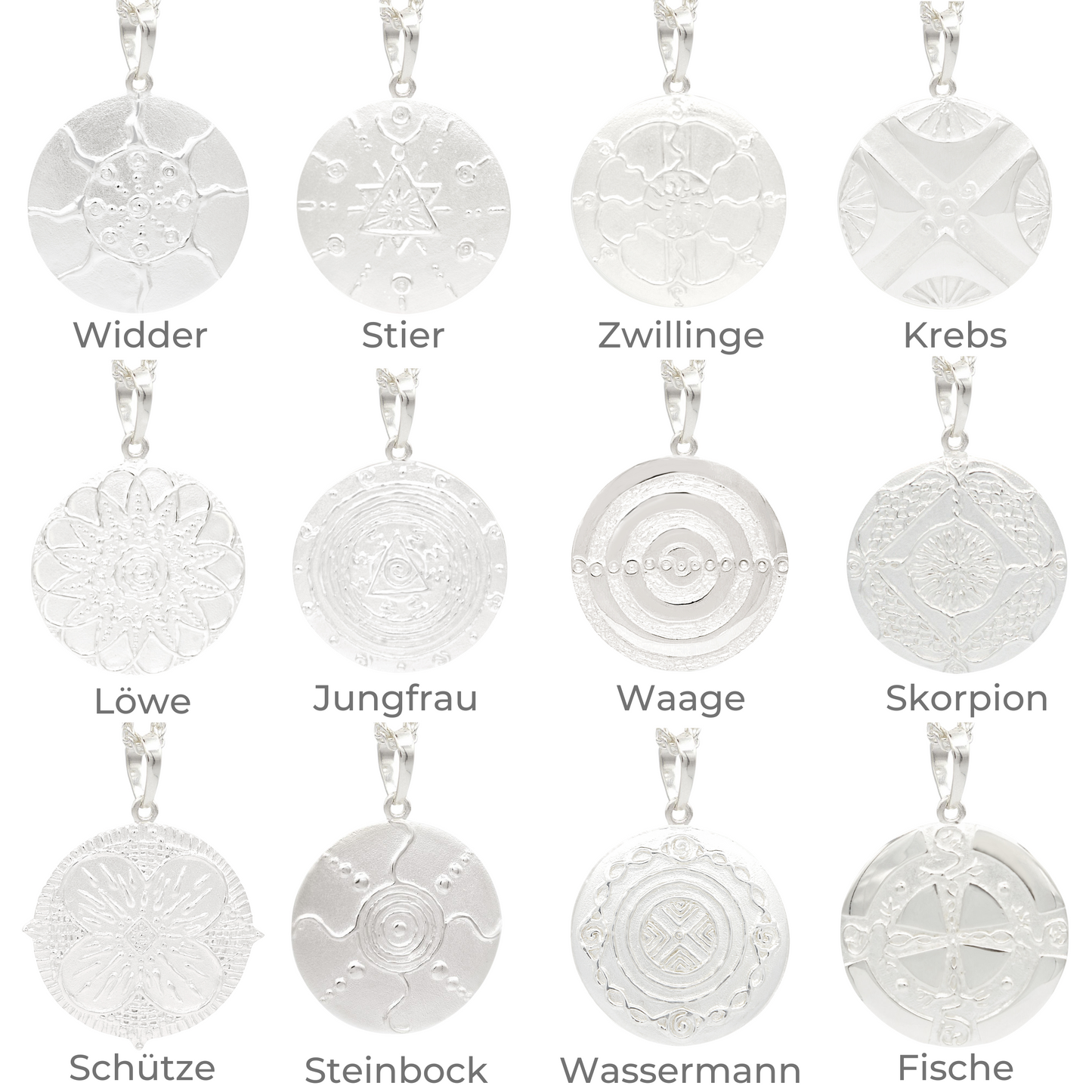 Taurus Zodiac Sign Pendant - Silver