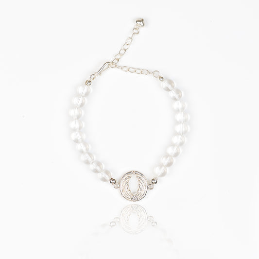 Rock crystal bracelet with angel – silver