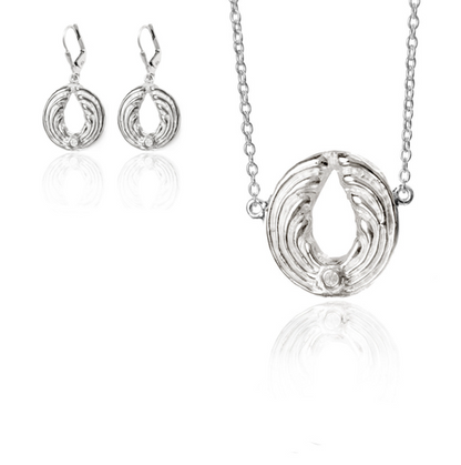 Jewelry set angel earrings &amp; necklace - silver